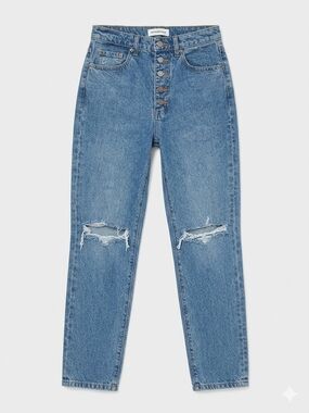 WeWoreWhat High Rise Distressed Boyfriend Jeans Size 27 EUC Cotton Button Fly
